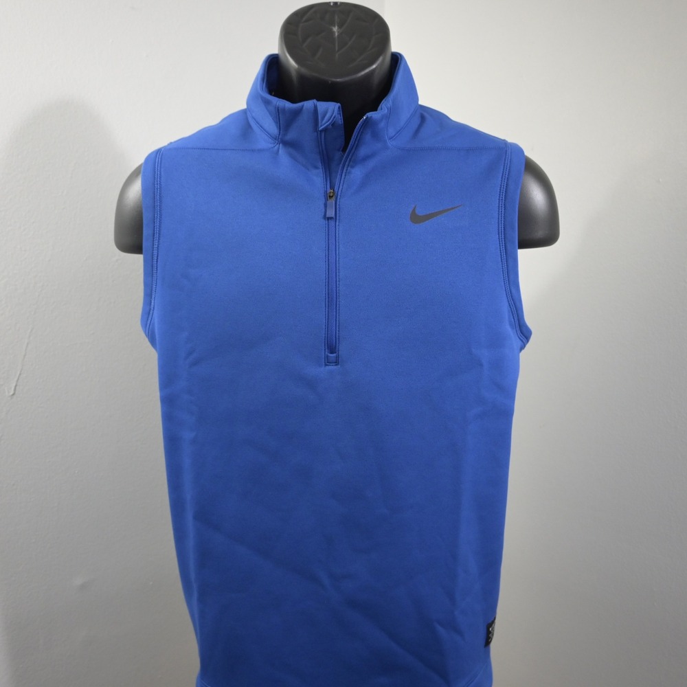 Nike Golf Fleece Golf Vest Mens Medium Blue 1/4 Zip Performance Sleeveless